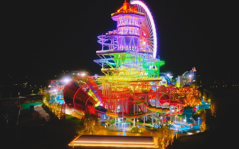 high tower slide night view