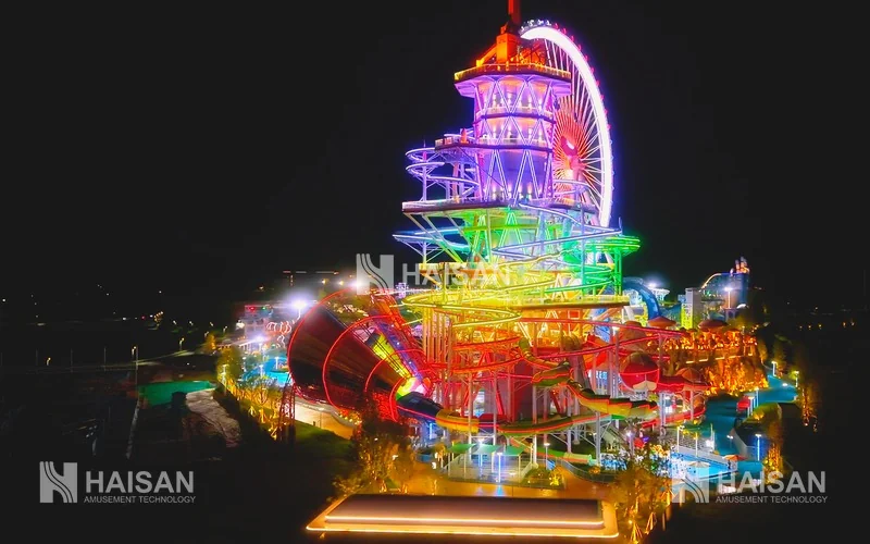 high tower slide night view